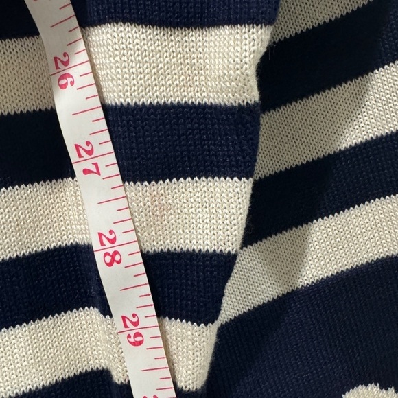 Vintage Escada by Margaretha Ley Navy Blue White Striped Floral Sweater Size 38 - Picture 12 of 16